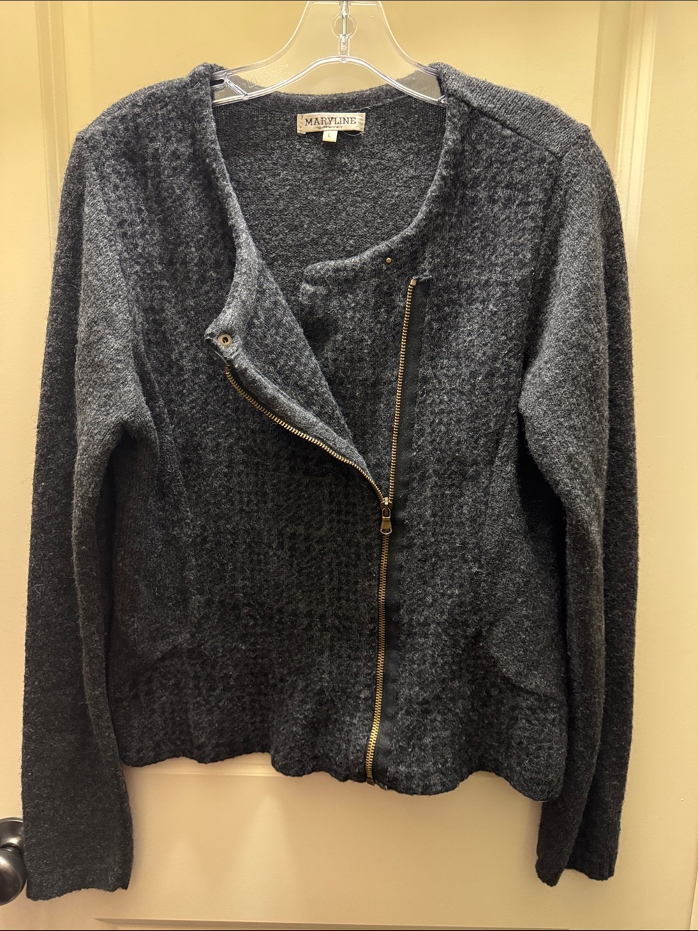Charcoal Gray Zip-Front Women's Cardigan